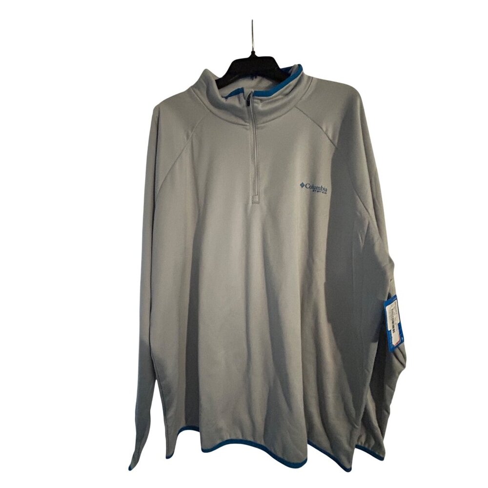 Columbia Mens PFG Quarter-Zip Pullover XXL Gray Lightweight Performance Gear Fis